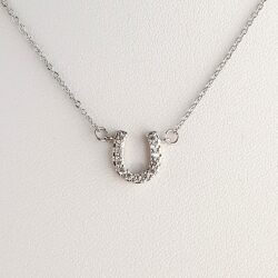 Lucky HorseShoe Pendant With Cubic Zirconia Crystals