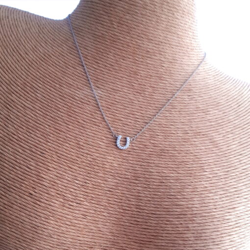 Lucky HorseShoe Pendant With Cubic Zirconia Crystals